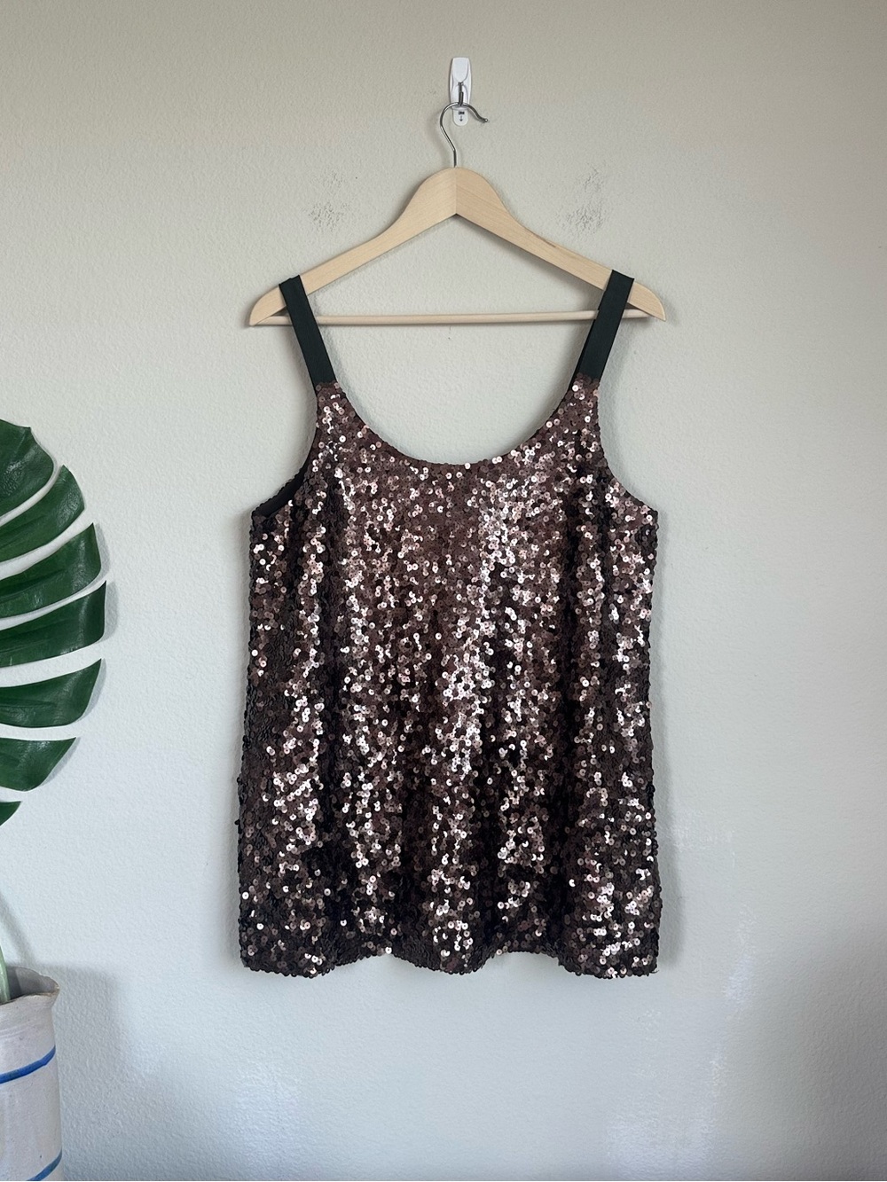 Theory Brown Sequin Silk Tank Top